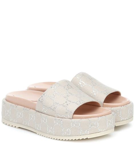 gucci silver platform|gucci platform slidessandals.